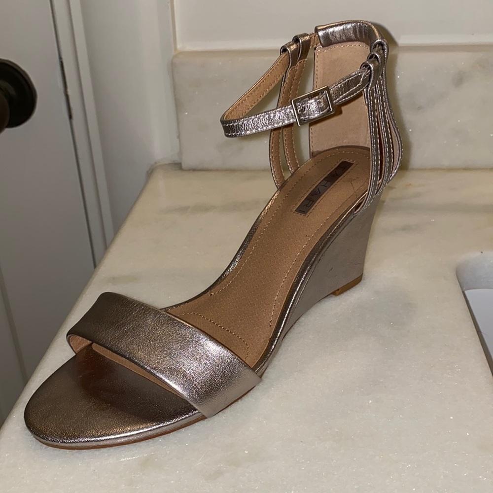 Tahari Silver Wedges. Size 8. Worn once, like new!